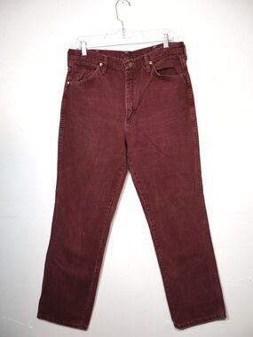 Wrangler Vintage Burgundy Maroon 100% Cotton Straight Leg Denim Jeans 34x32